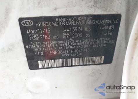 2017 Hyundai Elantra Se из США, поврежденный, VIN 5NPD84LF1HH041446